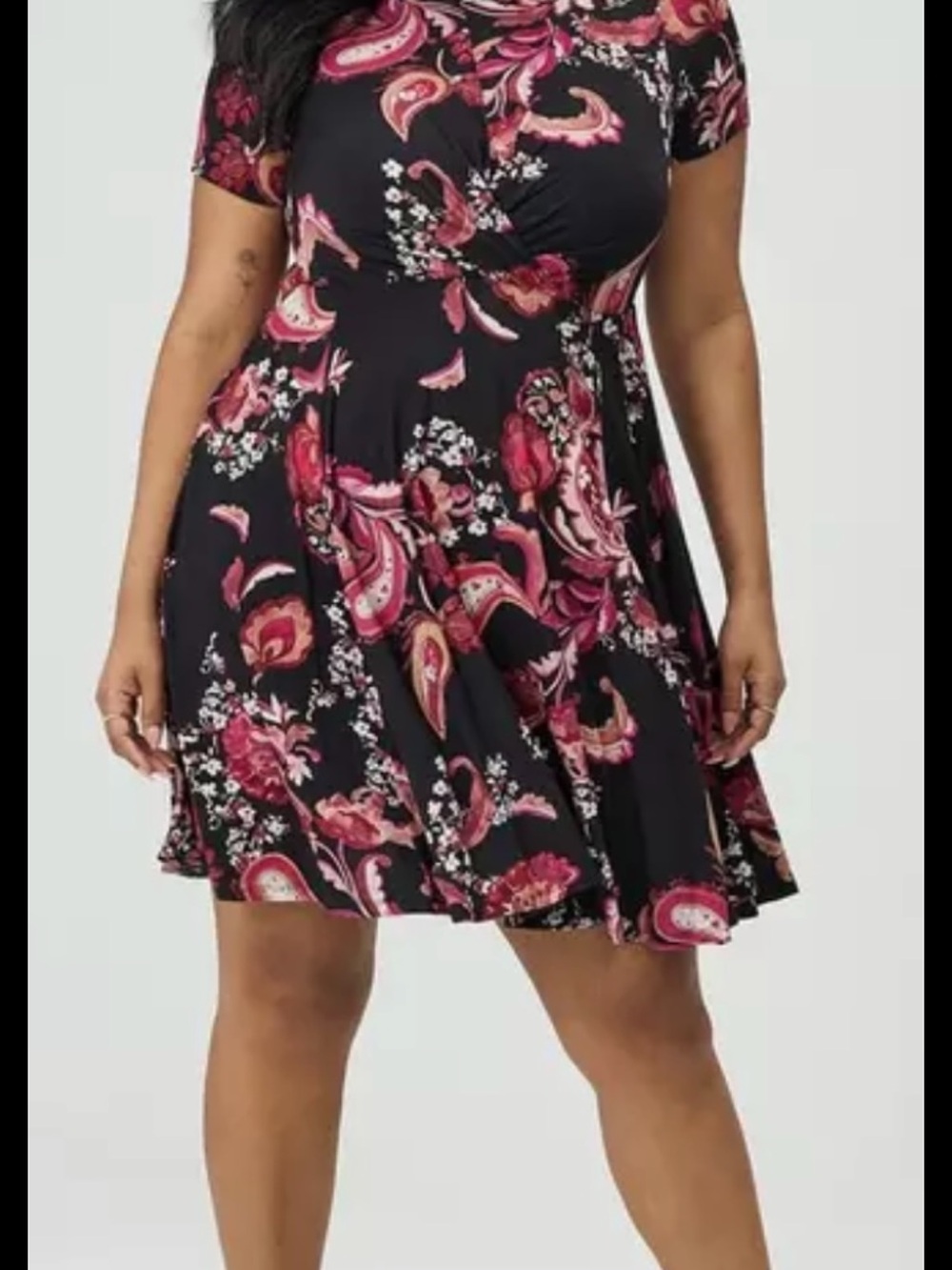 Torrid Black Mini Dress with Pink Paisley Print Size 2x NWT
